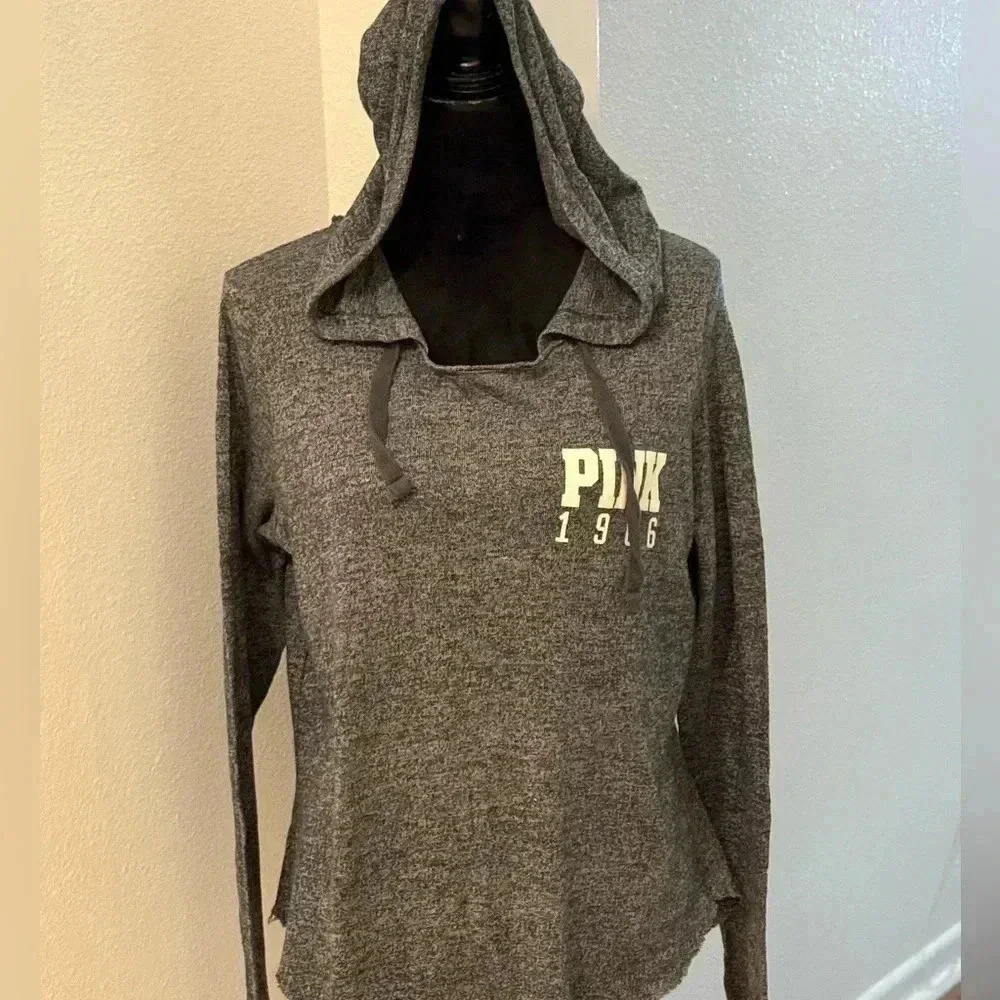 PINK - Victoria’s Secret Grey Long Sleeve Hoodie - Picture 1 of 6